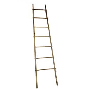 8 ft. 5-Bar Self-Standing Bamboo Ladder Towel Rack in Mahogany