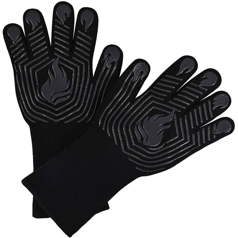Angel Sar 1472-Degree Fahrenheit Heat Resistant Silicone Non-Slip Grilling Gloves in Black ZQXN6566 - The Home Depot