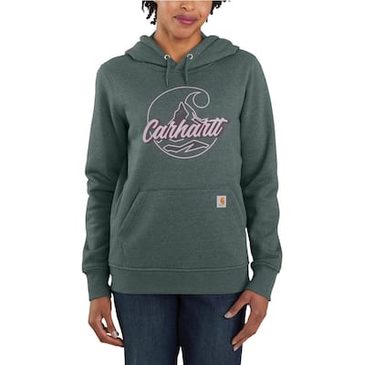 Women's Small Elm Heather Cotton/Polyester Relaxed Fit Midweight C Logo Graphic Sweatshirt