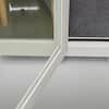 Close-up detail of the white door frame of the booth.