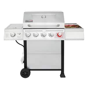 5-Burner Propane Gas Grill in Stainless Steel with Sear Burner and Side Burner