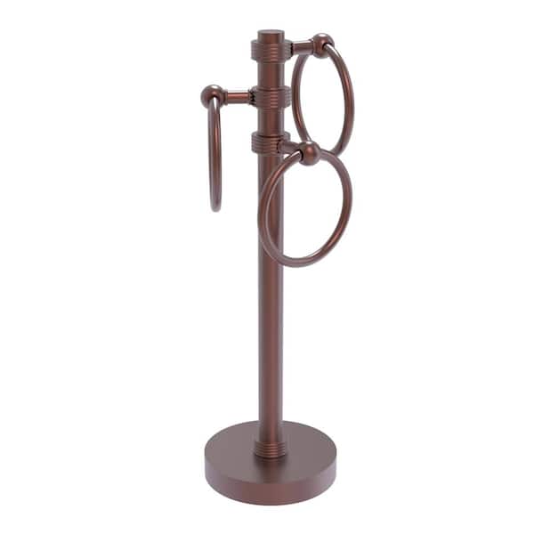 Freestanding Guest Towel Holder in Antique Copper with Groovy Accents