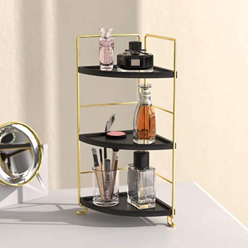 Dyiom Floating Shelves Bathroom Shelves Over Toilet Set of 2, Decorative Wall Shelves for Bathroom with Gold Towel Bar