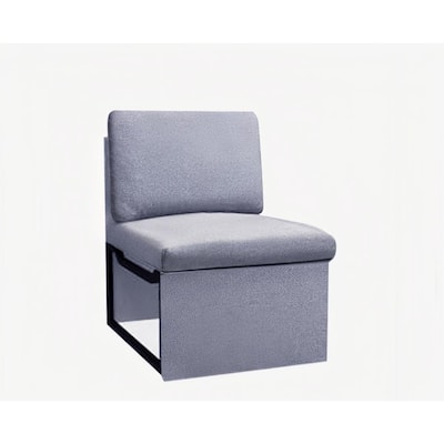 Gray Linen Fabric Seat Accent Chair with Non-Arm