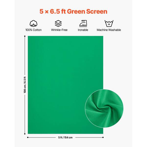 Green Screen Backdrop Stand Kit - Sfondo verde portatile 5 x 6,5 ft con supporto a forma di T e 5 clip per streaming, gaming, zoom Green Screen Backdrop Stand Kit - Sfondo verde portatile 5 x 6,5 ft con supporto a forma di T e 5 clip per streaming, gaming, zoom