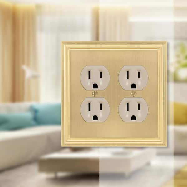 Hallcrest 2 Gang Duplex Metal Wall Plate - Satin Brass