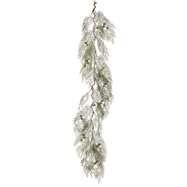 4 ft. Green Artificial Plastic Winter Acacia Garland
