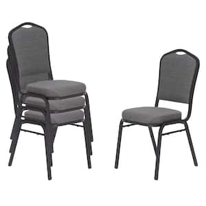 9300-Series Natural Greystone Seat / Black Frame Deluxe Fabric Upholstered Stack Chair (4-Pack)