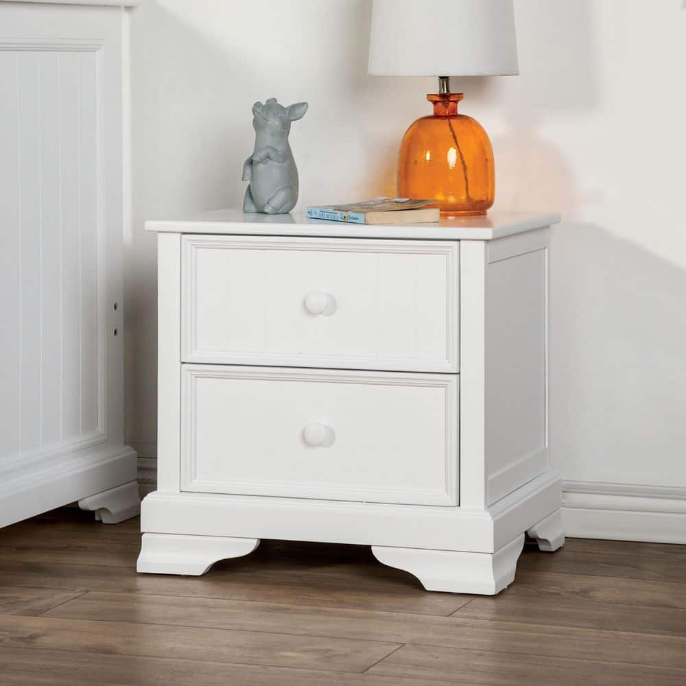 Winne White 2-Drawer 23.5 in. W Nightstand