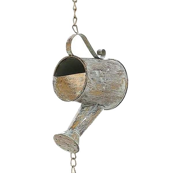 Hanging Rain Chime with Bell Watering Can Buckets Accents 47 in. Distressed Metal Farmhouse Outdoor Decor