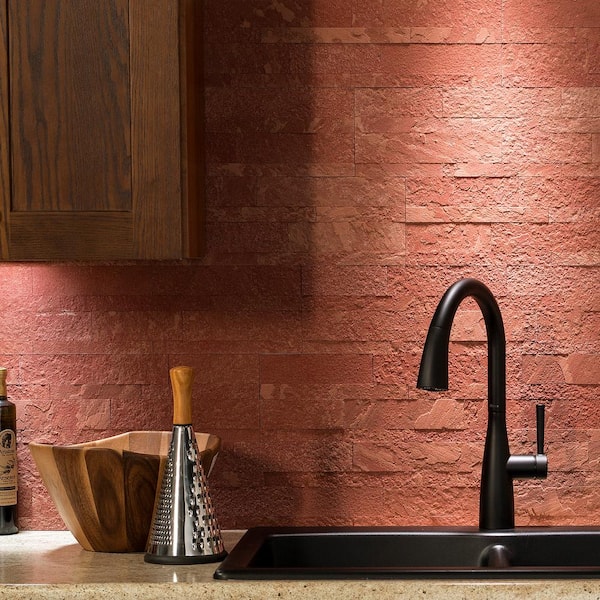 23.6 in. x 5.9 in. Autumn Sandstone Peel and Stick Stone Decorative Tile Backsplash