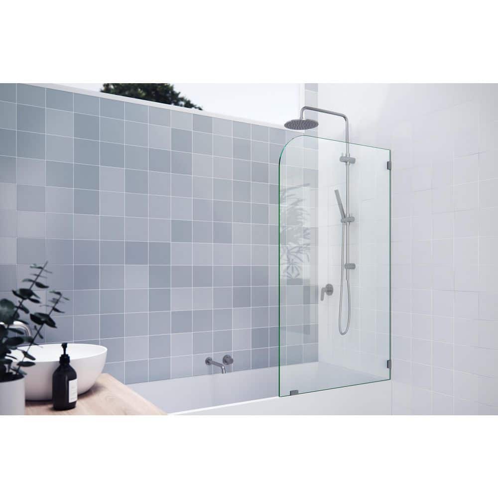 Solaris 30" x 58.25" Frameless Clear Glass Bathtub Shower Panel