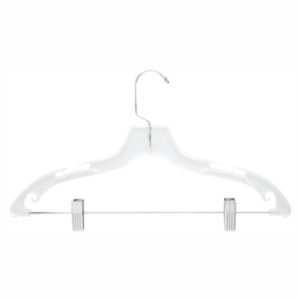 Heavy Duty Clear Hangers with Clips, 12 Pack, Clothes Hangers, 14 Inch  adjustable bar