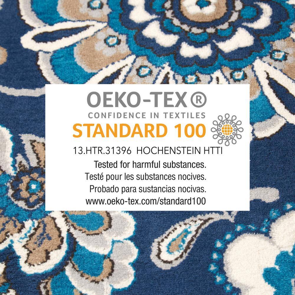 Tremont Lincoln Navy Blue and Grey Floral Area Rug