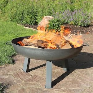 30 in. x 15 in. Round Cast Iron Wood Burning Fire Pit Bowl in Steel