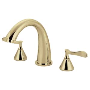 Century 2-Handle Deck Mount Roman Tub Faucet in Polished Brass