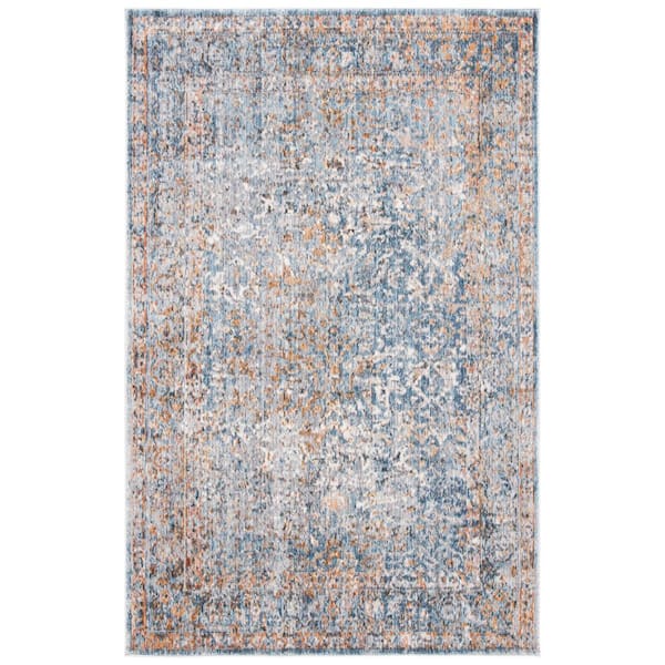 Winston 4 ft. x 6 ft. Navy/Cream Oriental Distressed Area Rug