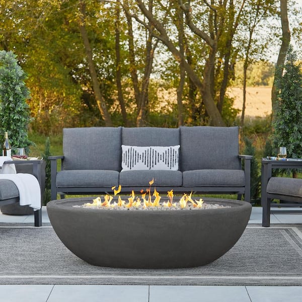 Large Oval Propane Fire Bowl In Shale, Large Fire Pit