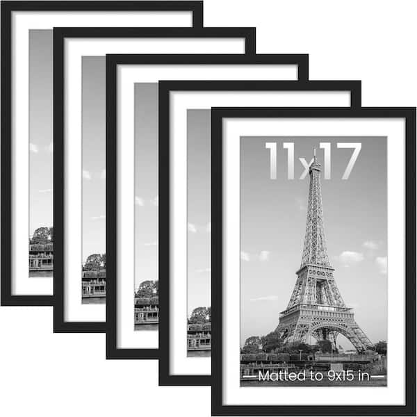 Black 11 x 17 Matted Plastic Hanging Picture Frame (Set of 5)