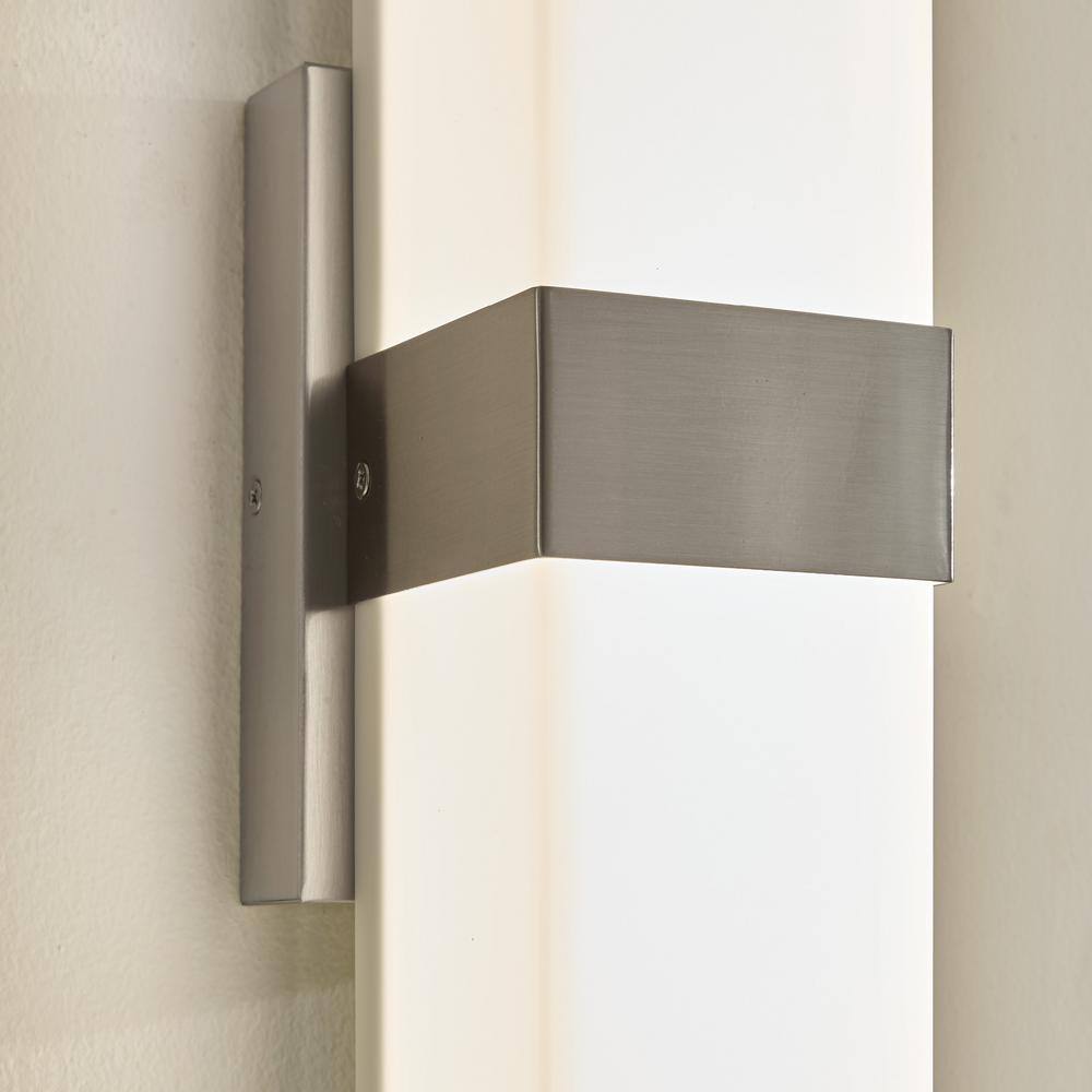 Sleek Brushed Nickel LED Vanity Light with Dimmable White Acrylic Shade