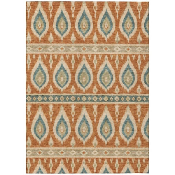 Chantille Machine Washable Indoor/Outdoor Abstract ACN3070 Terracotta 10 ft. x 14 ft. Area Rug