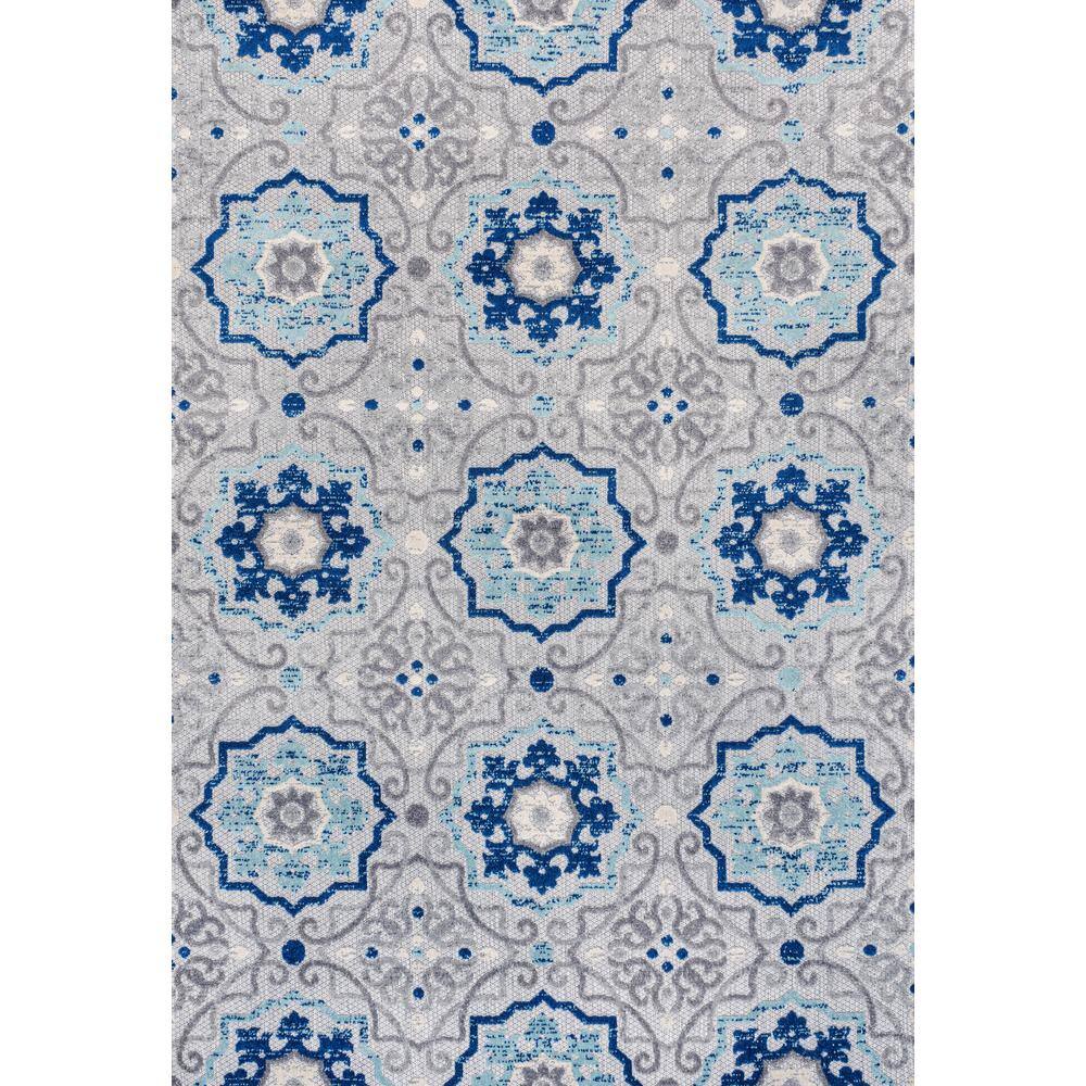 Mediterranean Medallion Blue Khaki 4'x6' Easy-Care Area Rug