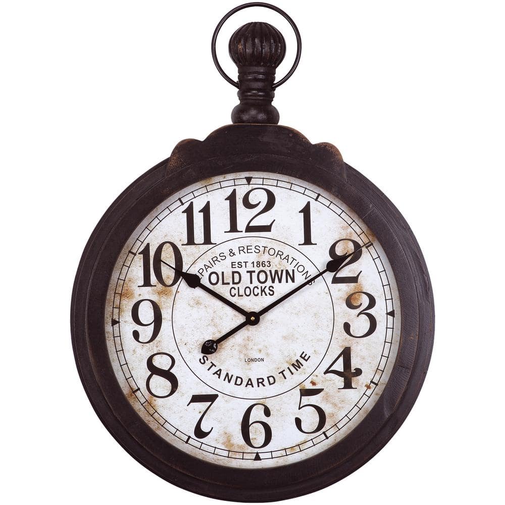 Yosemite Home Decor Old Town Black Wood Timepiece Wall Clock Clkb2A147 -  The Home Depot