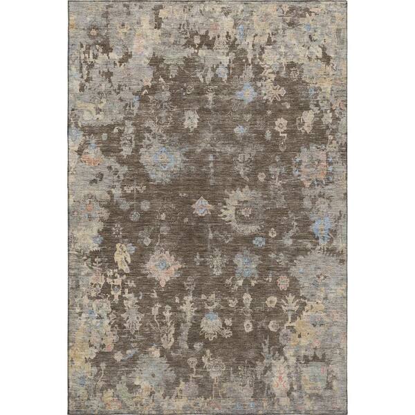 Mayfield Premium Machine Washable Abstract AMF2302 Chocolate 10 ft. x 14 ft. Area Rug