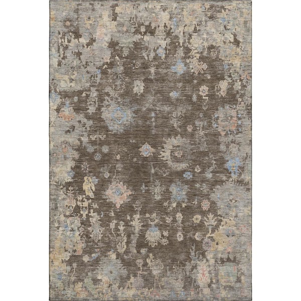 Mayfield Premium Machine Washable Abstract AMF2302 Chocolate 9 ft. x 12 ft. Area Rug