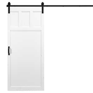 42 in. x 84 in. White Alder Wood Interior Barn Door Slab with Sliding Door Hardware Kit
