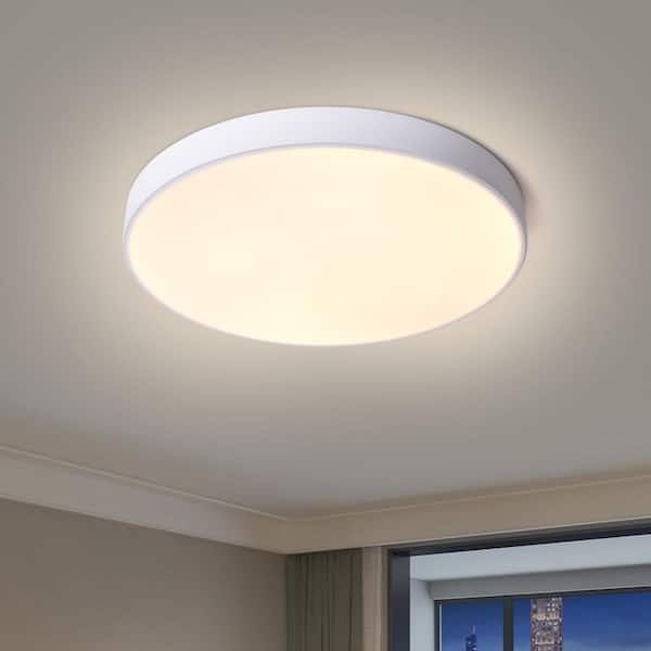 Y'INSP 15.75 in. 27-Watt Modern White Integrated LED Flush Mount with White Acrylic Shade, Flush Mount Ceiling Light Fixture