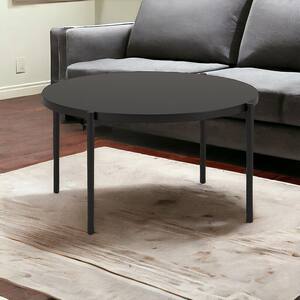 32 in. Black Round Metal Coffee Table