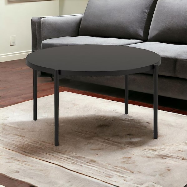 HomeRoots 32 in. Black Round Metal Coffee Table