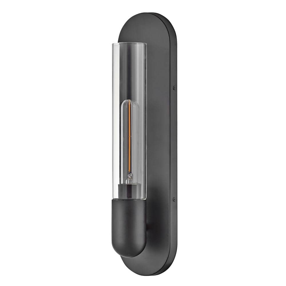 Black Dimmable Cylinder LED Wall Sconce with Clear Glass