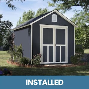 Professionally Installed Meridian 8 ft. x 10 ft. Outdoor Ranch Wood Storage Shed with Black Onyx Shingles (80 sq. ft.)