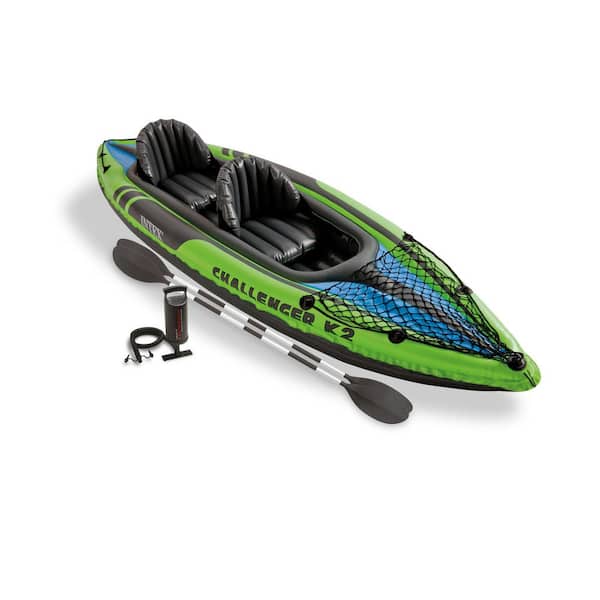 Intex Challenger K2 2-Person Inflatable Sporty Kayak Plus Oars and Pump