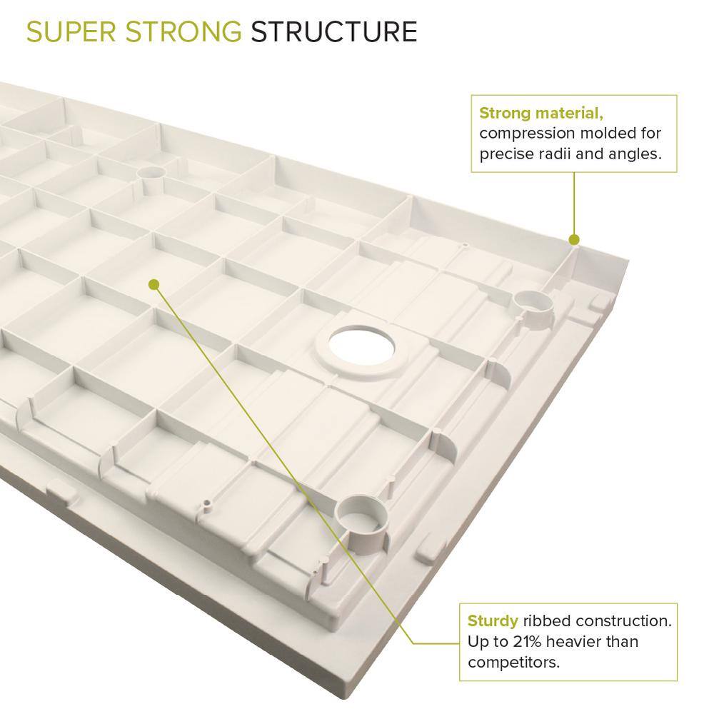 Off-White Rectangular Shower Base with Left Drain, 60" x 30"