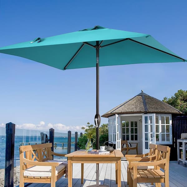 JOYESERY 6.5 ft. x 6.5 ft. Square Patio Market Umbrella with UPF50+, Tilt Function and Wind-Resistant Design, Lake Blue
