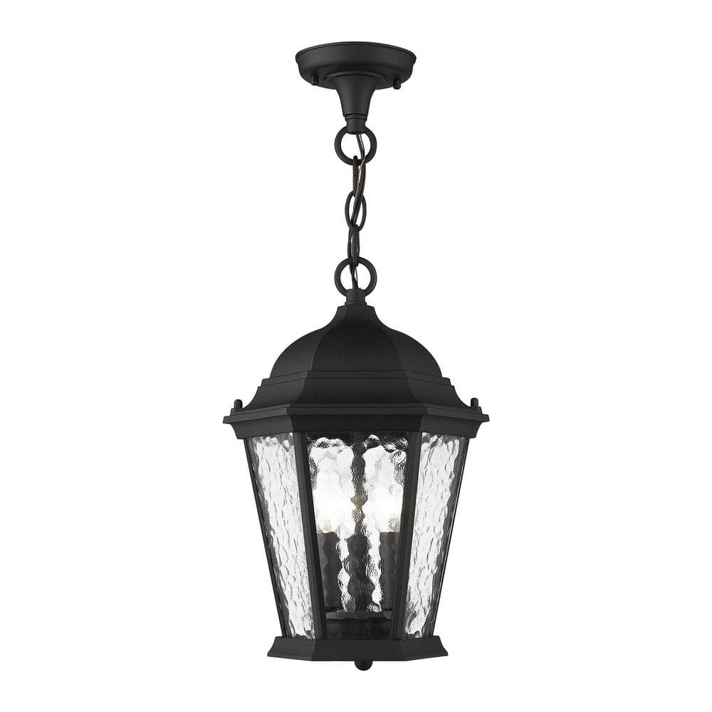 Livex Lighting Hamilton 3 Light Textured Black Outdoor Pendant Lantern