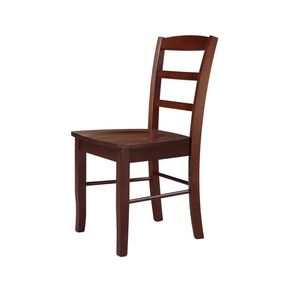 30" Square Brown Solid Wood Dining Table with 2 Ladderback Chairs