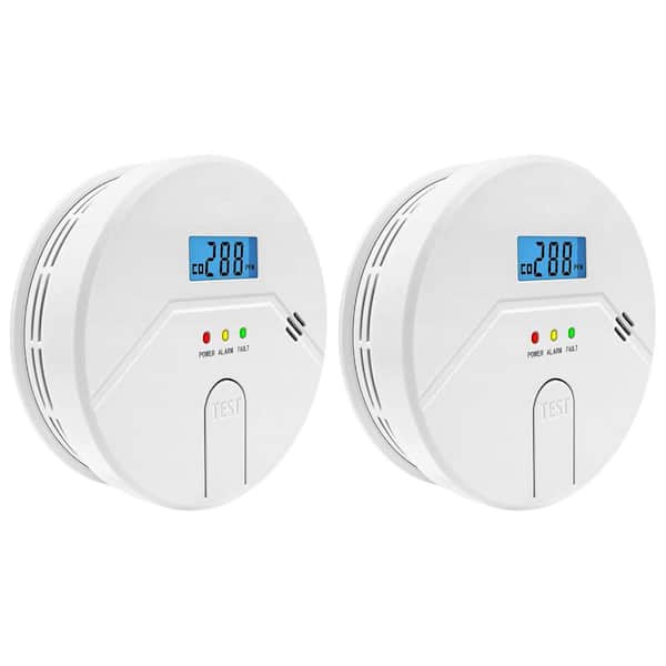 2Packs Smoke and Carbon Monoxide Detector LCD Digital Display 2 in 1 Technology 85db Alarm for Home Kitchen