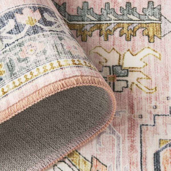 EVERWASH Haven 5 ft. x 7 ft. Blush Modern Medallion Washable Area Rug