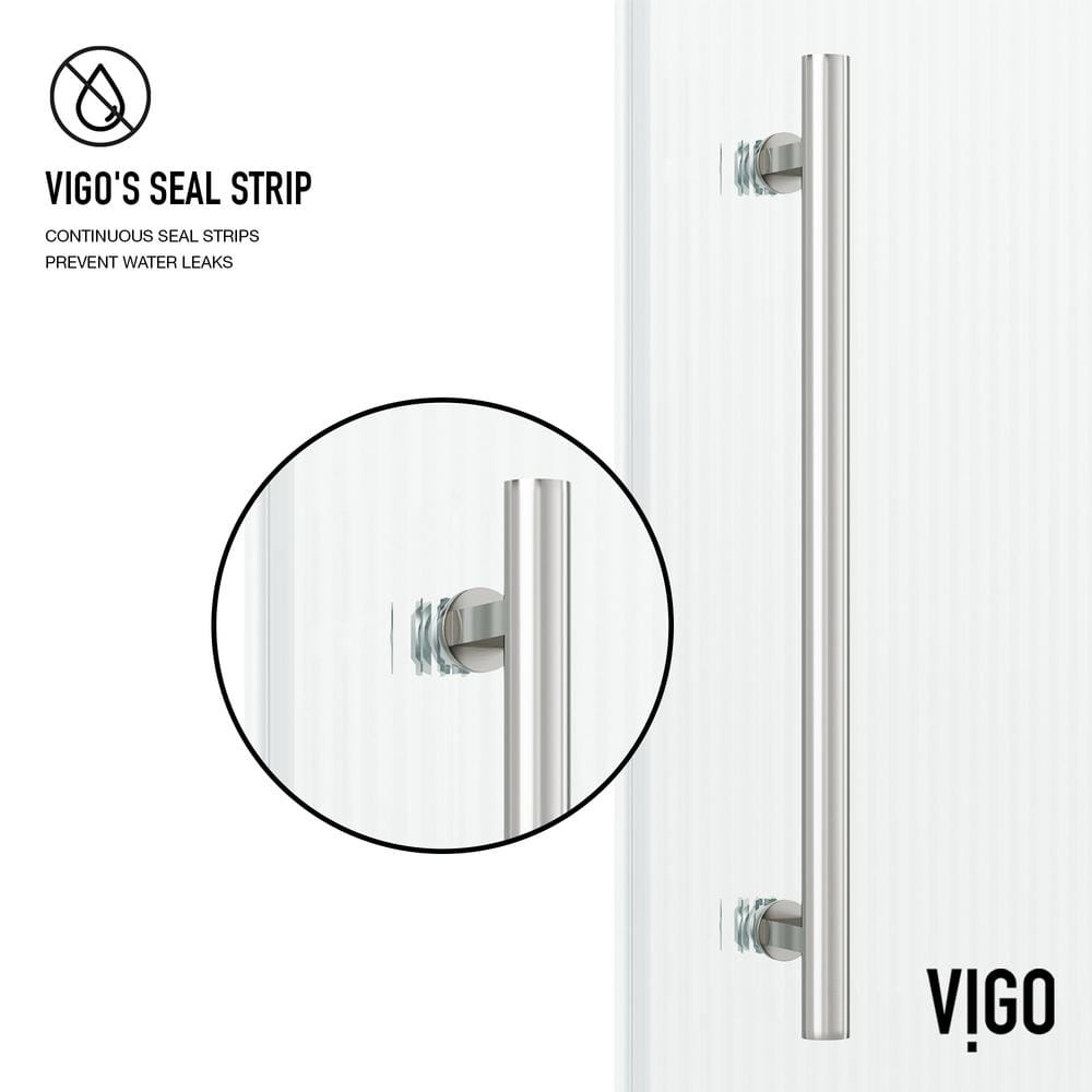 Elan 72" Frameless Sliding Shower Door with Fluted Glass and Black Hardware