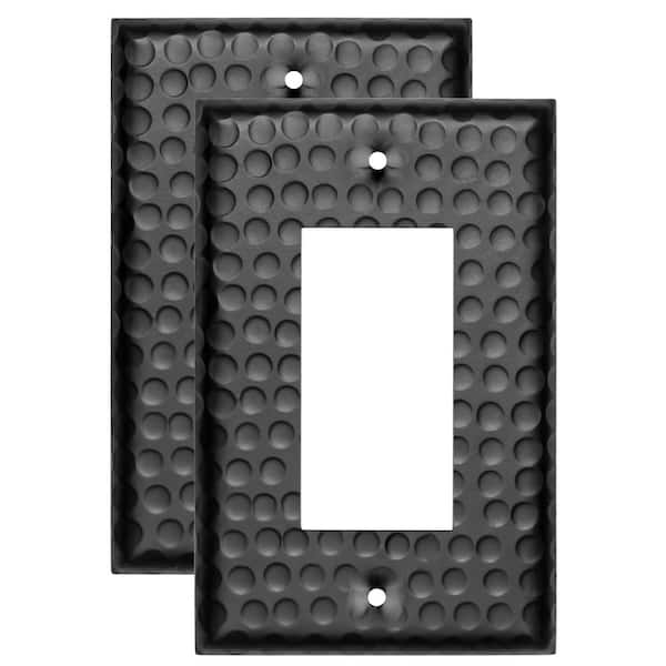 Hand Hammered 1-Gang Black Decorator/Rocker Metal Wall Plate (2-pack)