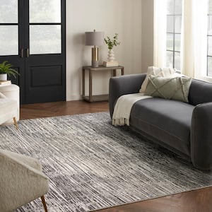 Eco-Friendly Ivory Grey 9 ft. x 12 ft. Abstract Contemporary Area Rug