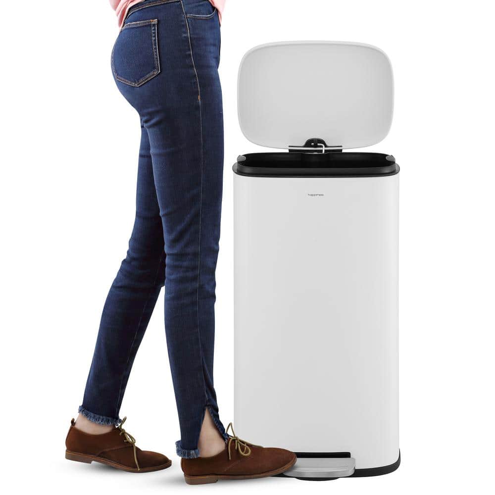 Curtis 8-Gallon White Stainless Steel Step-Open Trash Can