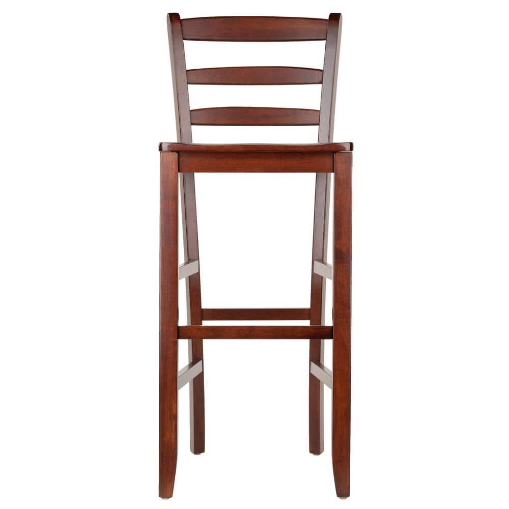 Set of 2 Walnut Ladder Back 30" Bar Stools