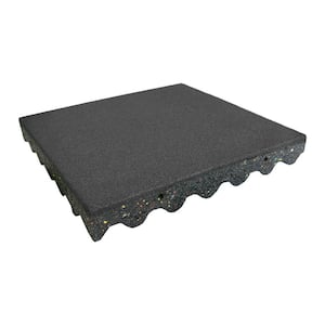 Eco-Safety 2.5 in. x 19.5 in. W x 19.5 in. L Coal Rubber Interlocking Flooring Tiles (5.28 sq. ft.)(2PK)