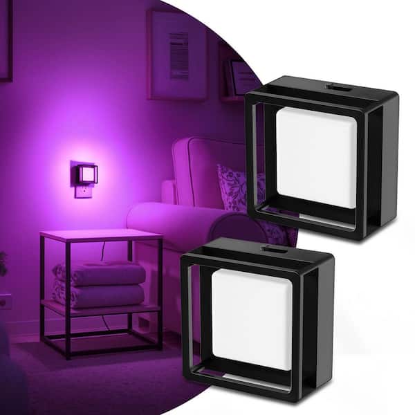Purple Night Lights Dusk to Dawn Sensor, Adjustable Brightness for Bedroom, Bathroom, Hallway, Halloween, Party(2-Pack)