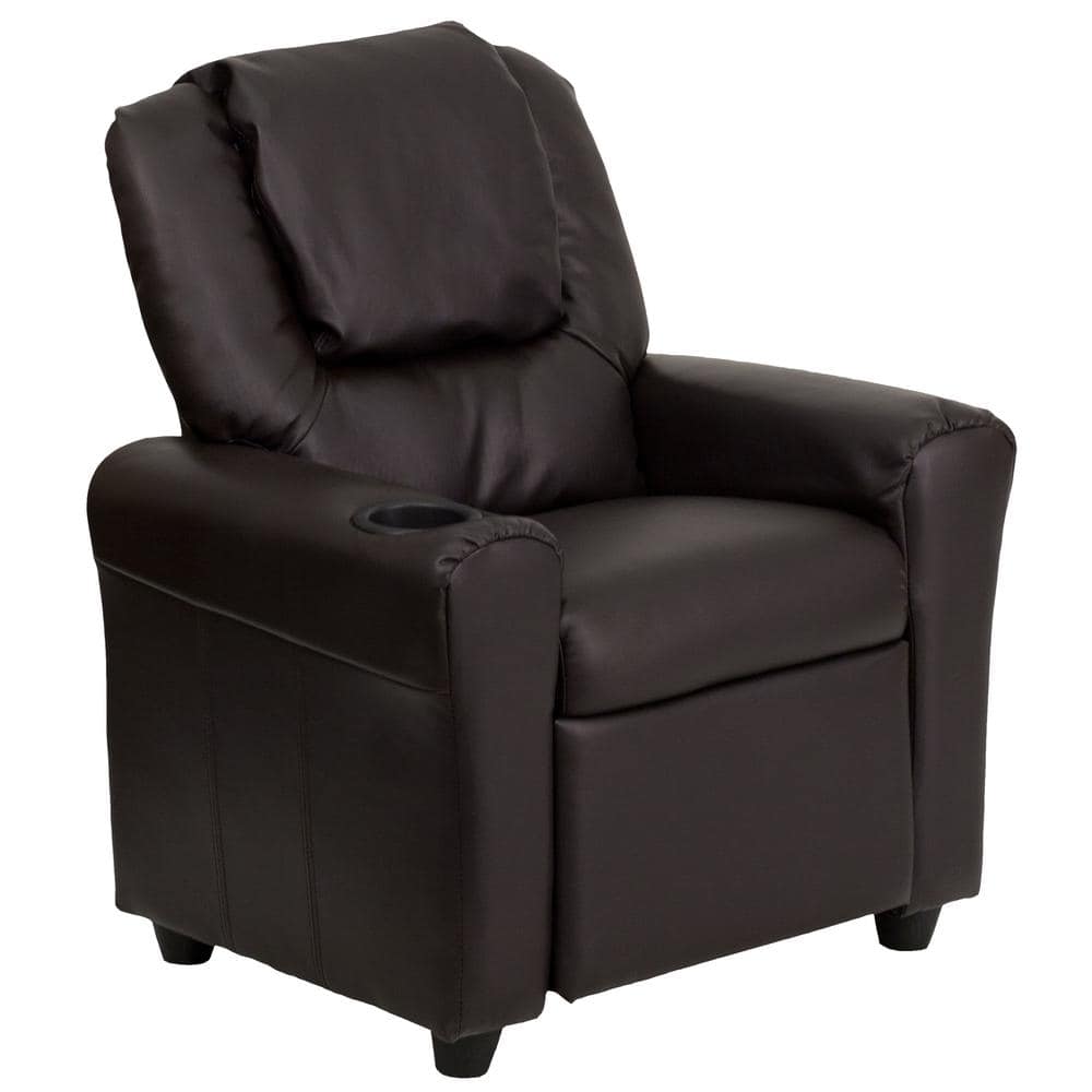 Flash Furniture Contemporary Brown Leather Kids Recliner with Cup Holder  and Headrest DGULTKIDBRN